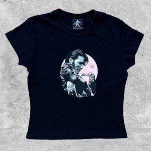 Vtg 90s Elvis Presley Dragonfly Rhinestone T-shirt S/M Y2K Bling